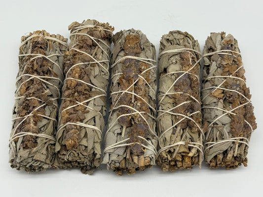White Sage & Lavender Smudge Stick – 4" California White Sage Lavender Smudge Bundles, Bulk Lot for Cleansing & Relaxation