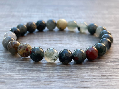 Grade A++ Bloodstone Crystal Bead Bracelet 8mm, Genuine Gemstone Bracelet
