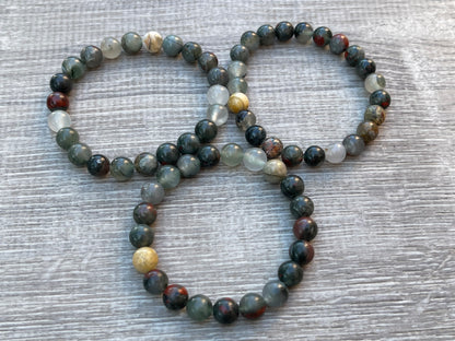 Grade A++ Bloodstone Crystal Bead Bracelet 8mm, Genuine Gemstone Bracelet