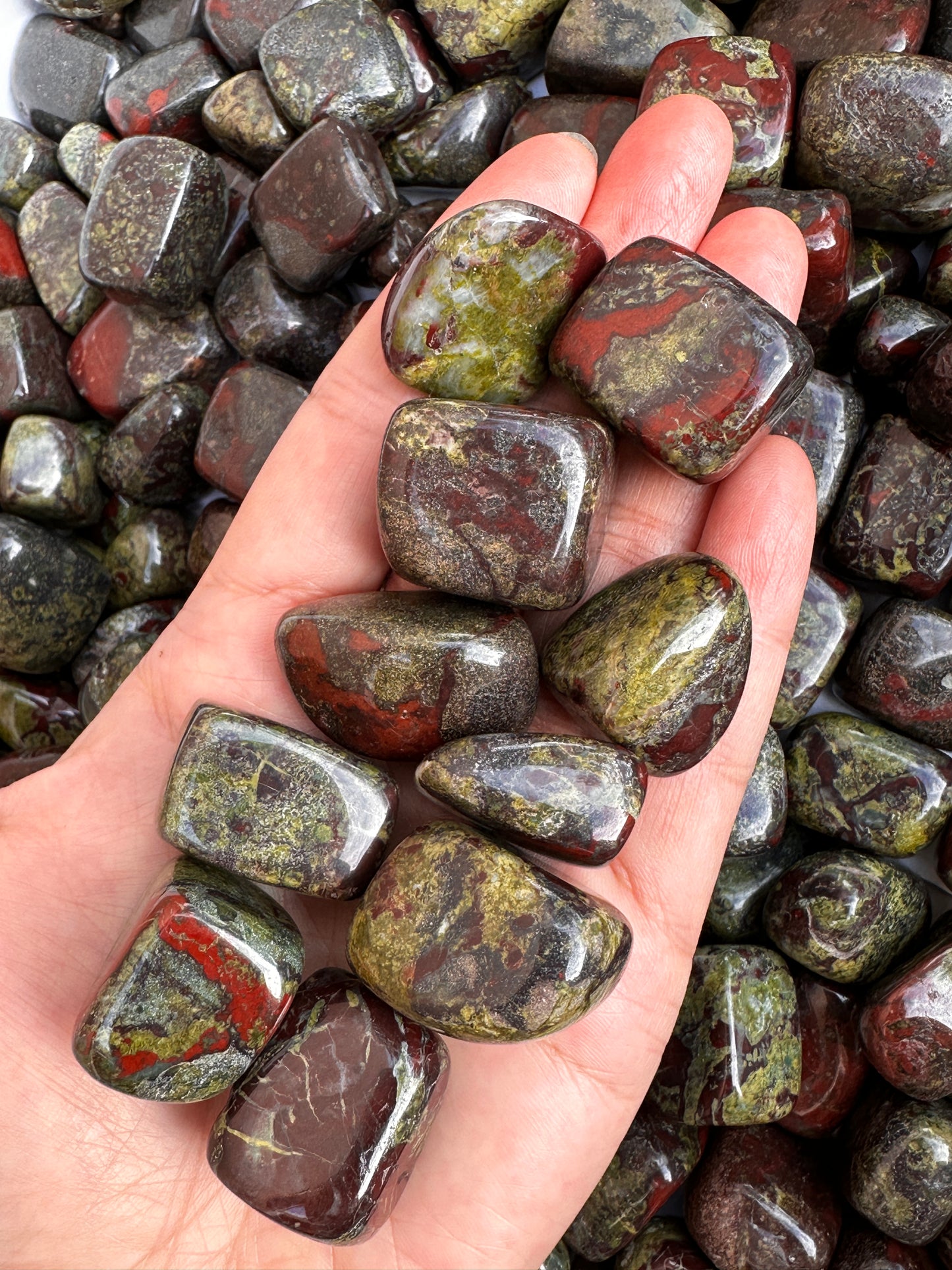 Grade A++Dragon Blood Jasper Tumbled Stones 0.75-1.25", Wholesale Bulk Lot