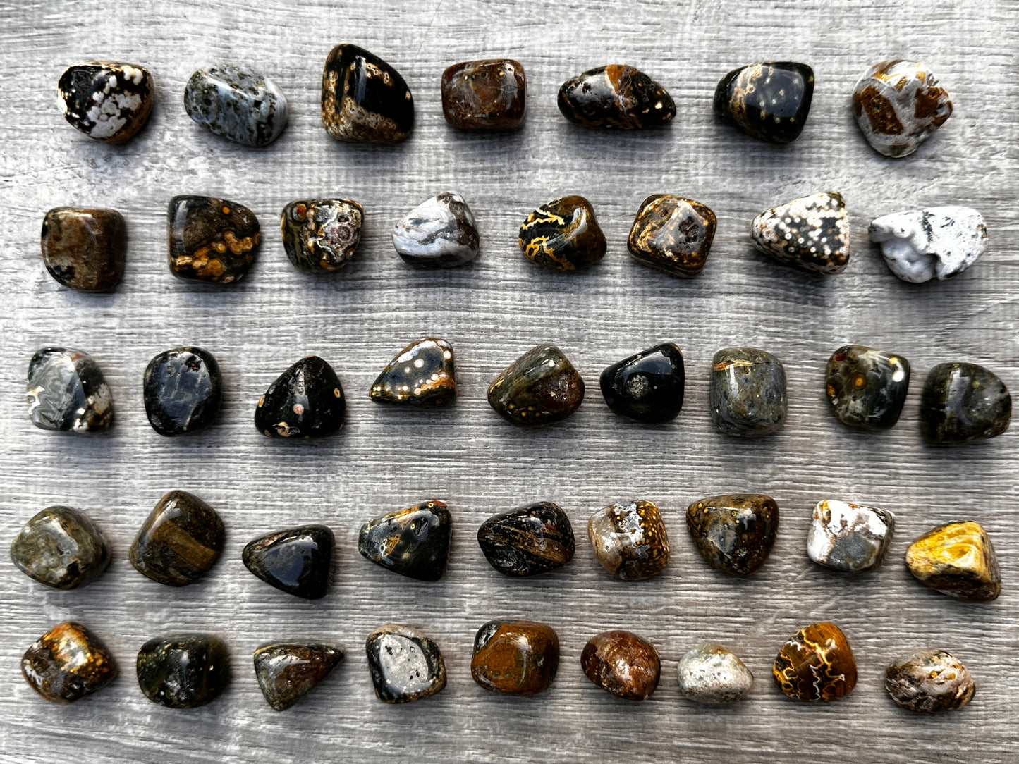 Grade A++ Ocean Jasper Tumbled Stones, 0.75-1 inch Sea Jasper Stones, Bulk Lot