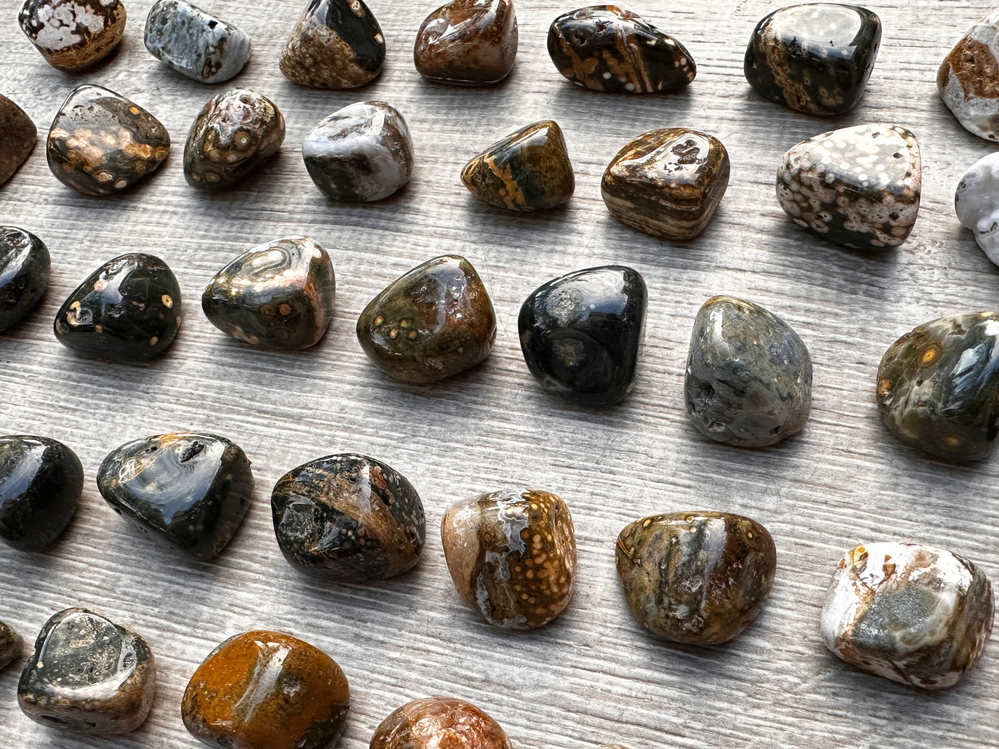 Grade A++ Ocean Jasper Tumbled Stones, 0.75-1 inch Sea Jasper Stones, Bulk Lot