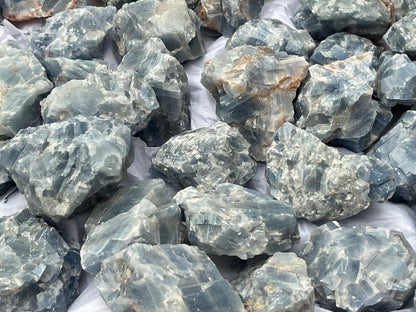 Grade A+ Large Blue Calcite Rough Natural, 2-3" Blue Calcite, Wholesale Bulk Lot