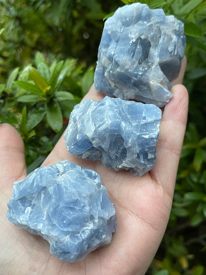 Grade A+ Large Blue Calcite Rough Natural, 2-3" Blue Calcite, Wholesale Bulk Lot