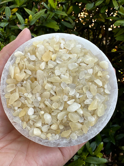 Yellow Calcite Semi Tumbled Gemstone Mini Chips 3-9 mm, Wholesale Bulk Lot