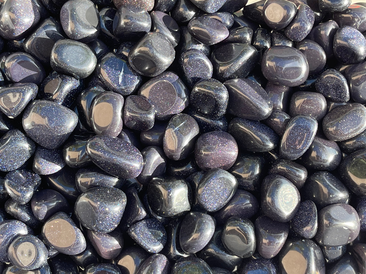 Grade A++ Blue Goldstone Tumbled Stones 0.75" - 1.25", Wholesale Bulk Lot