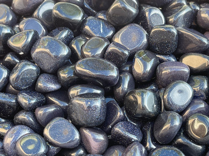 Grade A++ Blue Goldstone Tumbled Stones 0.75" - 1.25", Wholesale Bulk Lot