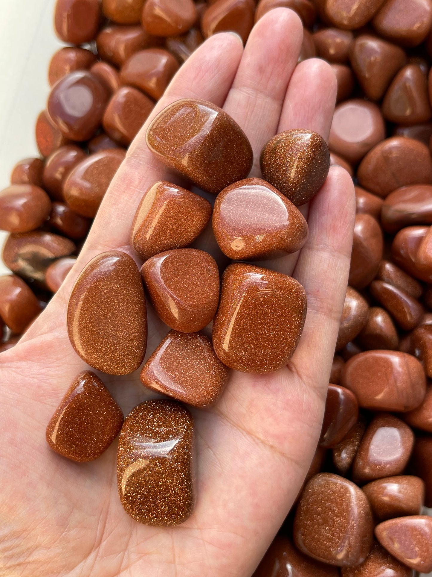 Grade A++ Red Goldstone Tumbled Stones 0.75" - 1.25", Wholesale Bulk Lot