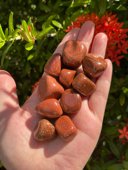 Grade A++ Red Goldstone Tumbled Stones 0.75" - 1.25", Wholesale Bulk Lot