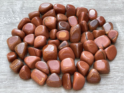 Grade A++ Red Goldstone Tumbled Stones 0.75" - 1.25", Wholesale Bulk Lot