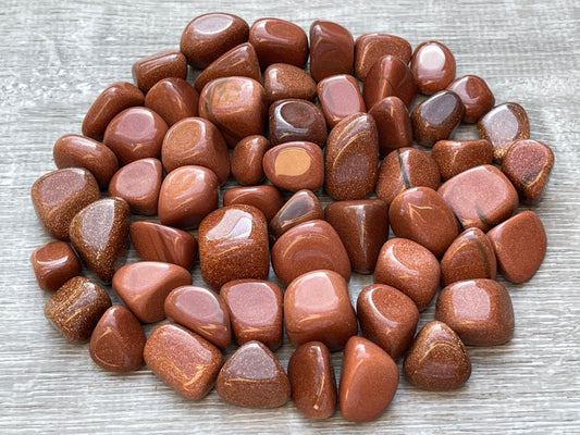 Grade A++ Red Goldstone Tumbled Stones 0.75" - 1.25", Wholesale Bulk Lot