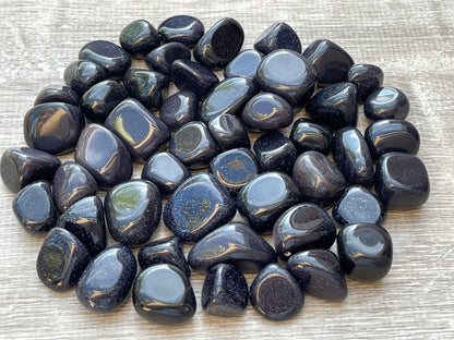 Grade A++ Blue Goldstone Tumbled Stones 0.75" - 1.25", Wholesale Bulk Lot