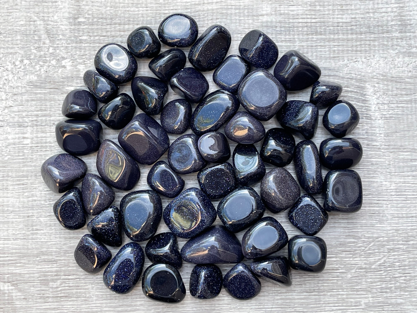 Grade A++ Blue Goldstone Tumbled Stones 0.75" - 1.25", Wholesale Bulk Lot