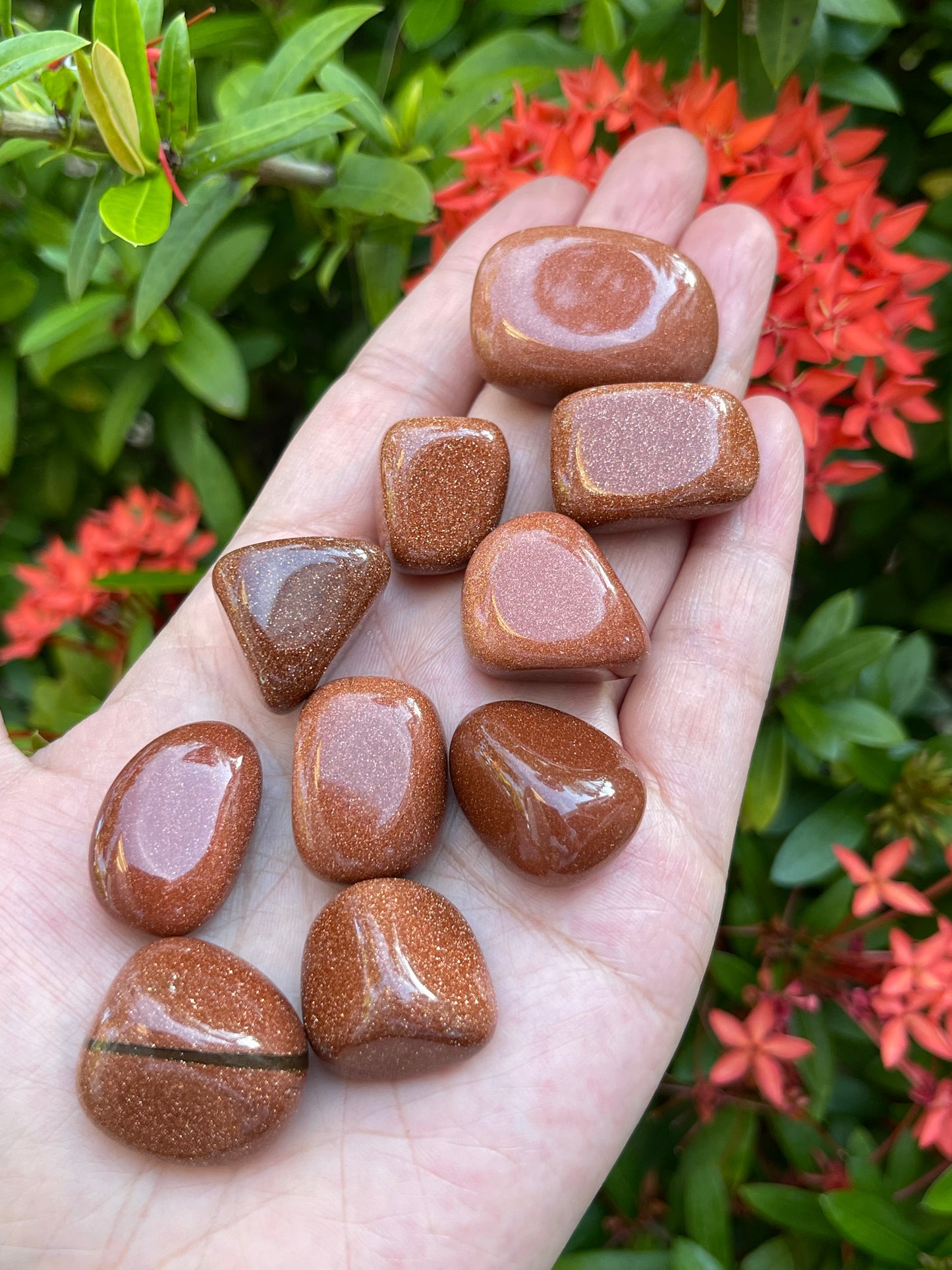 Grade A++ Red Goldstone Tumbled Stones 0.75" - 1.25", Wholesale Bulk Lot