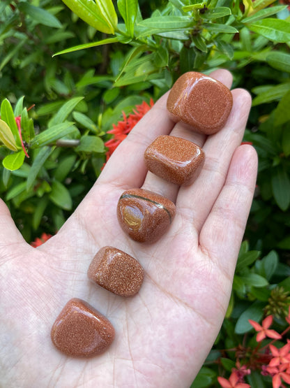 Grade A++ Red Goldstone Tumbled Stones 0.75" - 1.25", Wholesale Bulk Lot