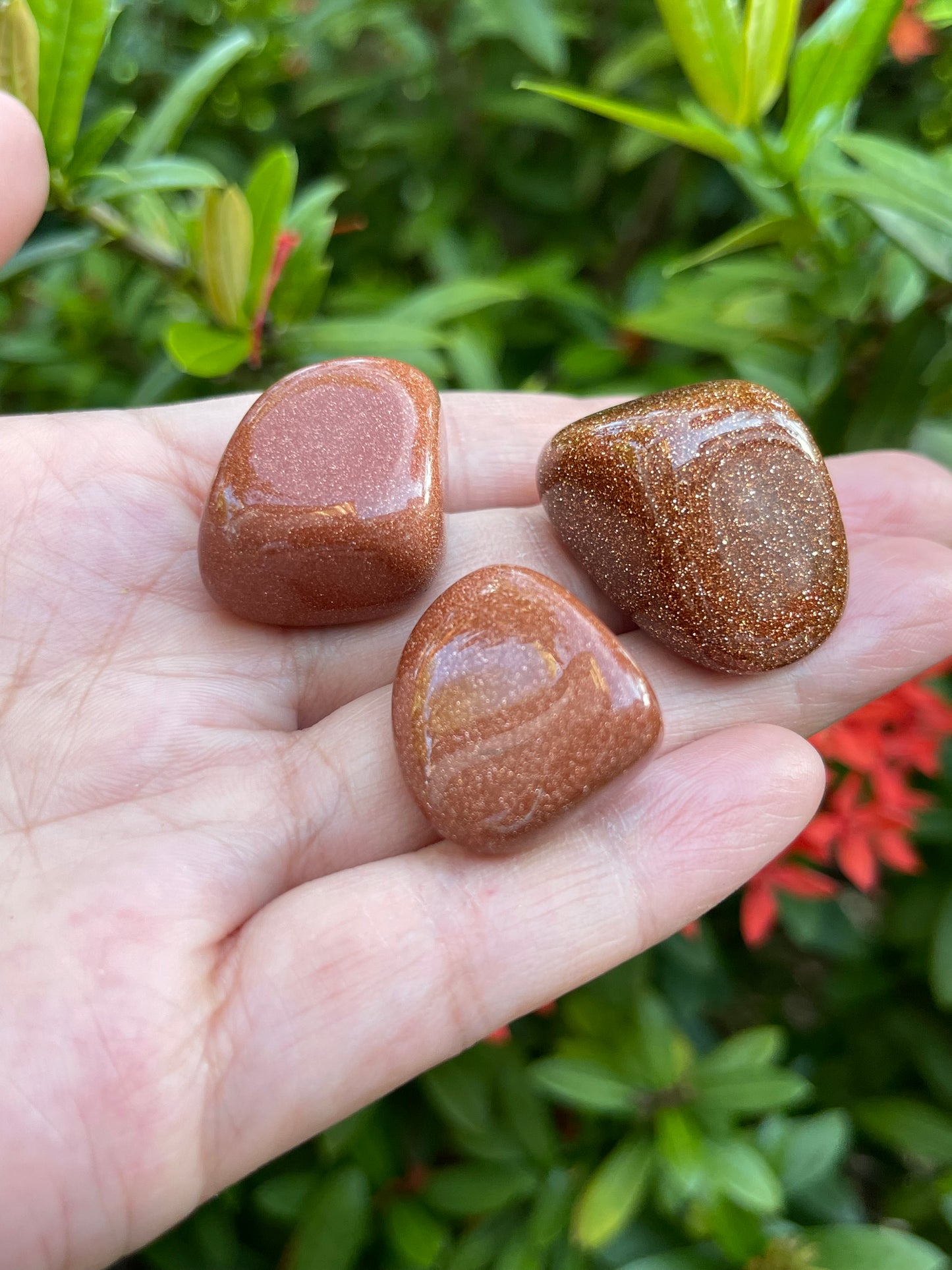 Grade A++ Red Goldstone Tumbled Stones 0.75" - 1.25", Wholesale Bulk Lot