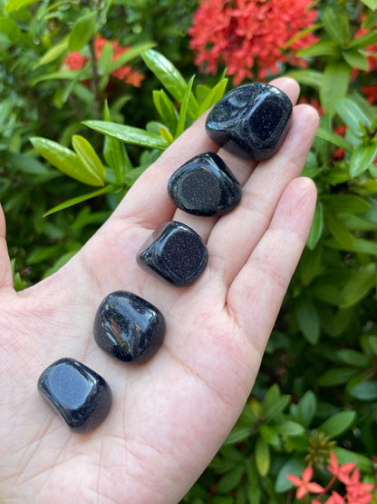 Grade A++ Blue Goldstone Tumbled Stones 0.75" - 1.25", Wholesale Bulk Lot