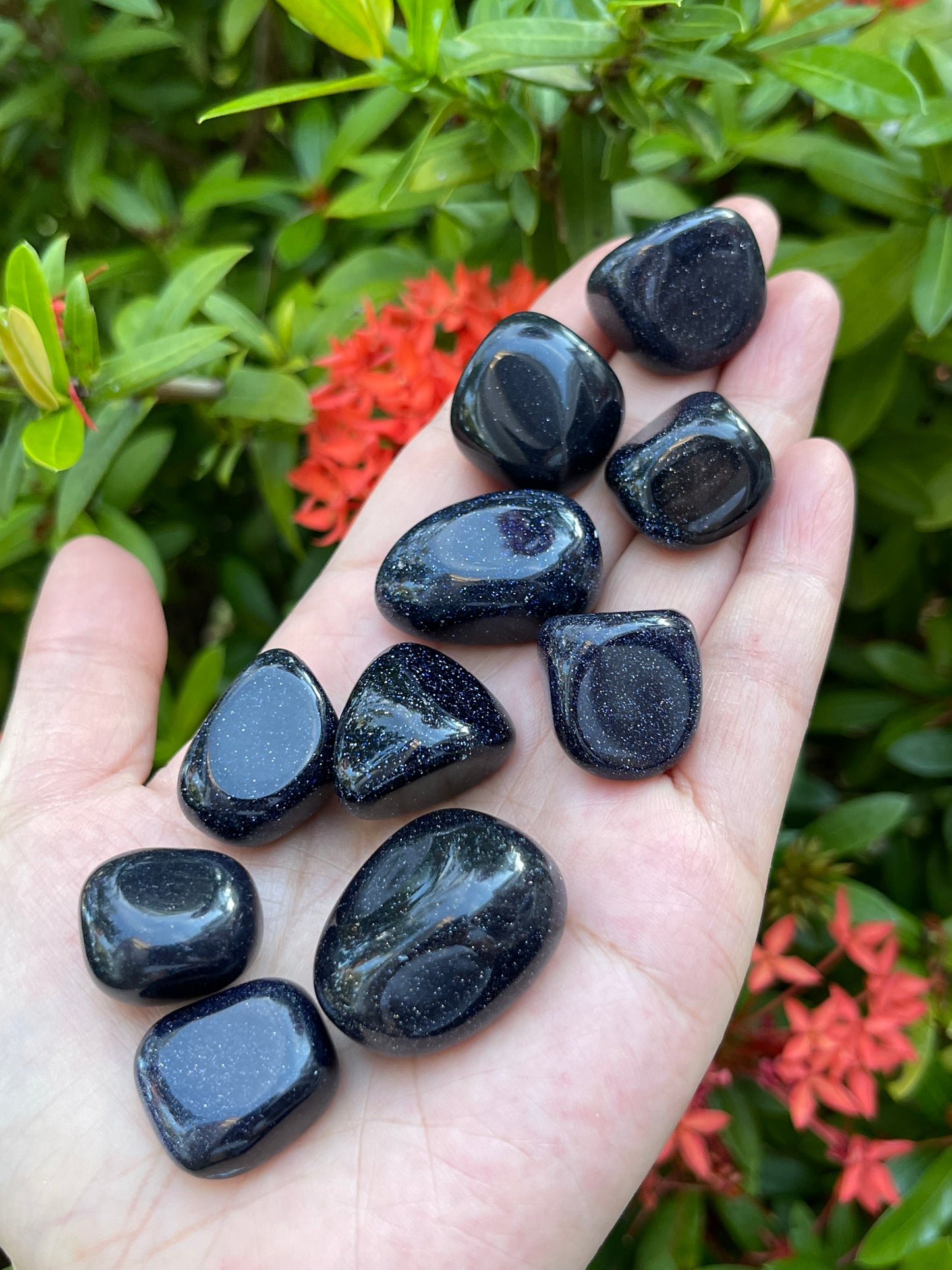 Grade A++ Blue Goldstone Tumbled Stones 0.75" - 1.25", Wholesale Bulk Lot