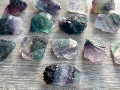 Grade A++ Fluorite Raw Natural Stone, 1-2" Rough Rainbow Fluorite Gemstone