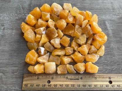 Grade A++ Orange Calcite Rough Natural Stones, 1-2" Raw Calcite Orange, Bulk Lot