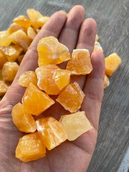 Grade A++ Orange Calcite Rough Natural Stones, 1-2" Raw Calcite Orange, Bulk Lot