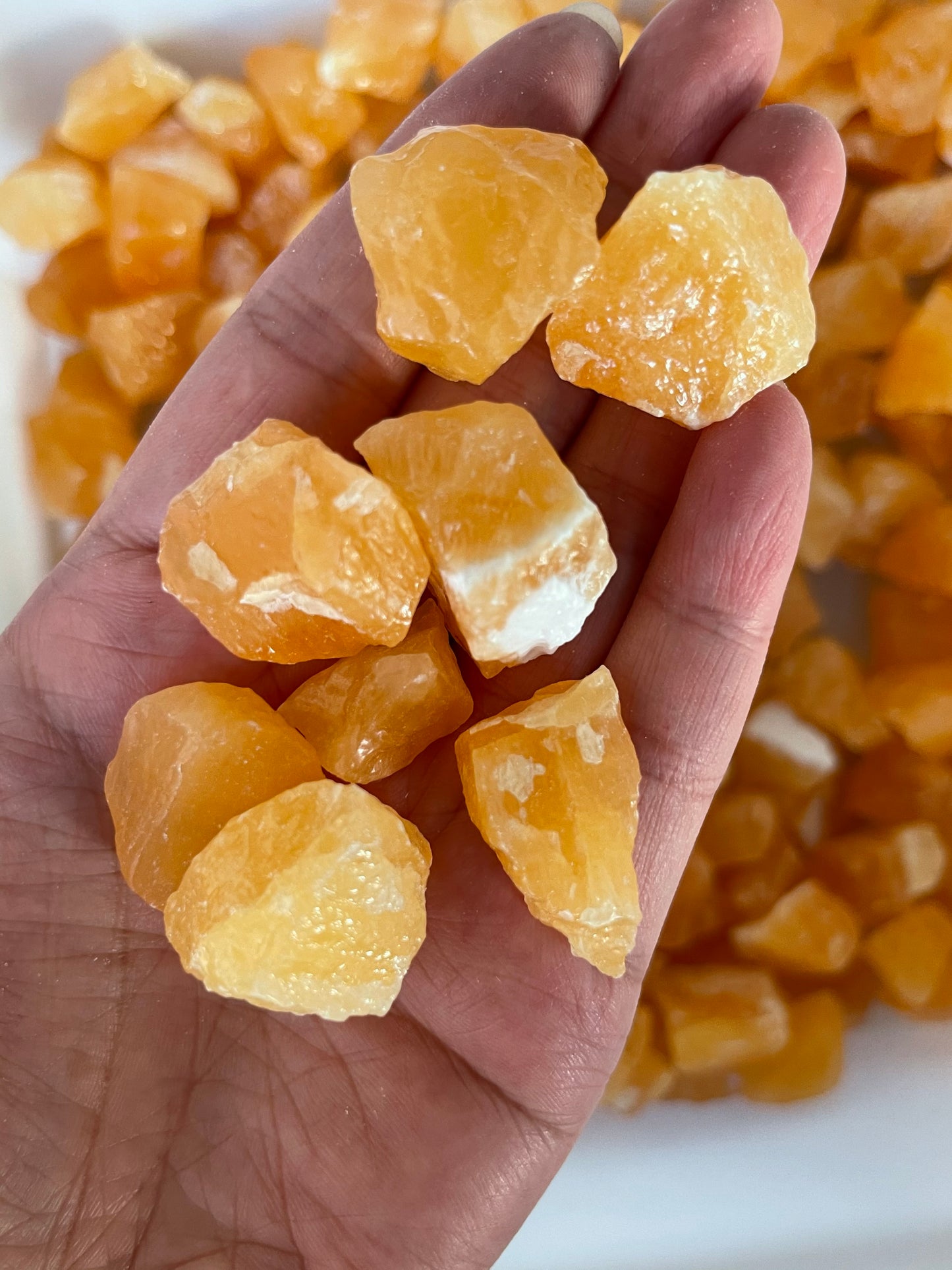 Grade A++ Orange Calcite Rough Natural Stone, 1.5-2" Raw Calcite Orange,Bulk Lot