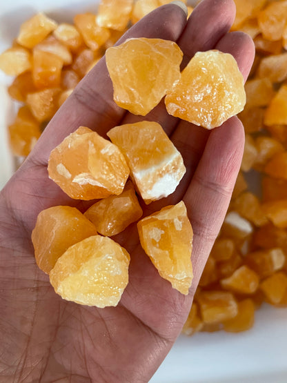 Grade A++ Orange Calcite Rough Natural Stones, 1-2" Raw Calcite Orange, Bulk Lot