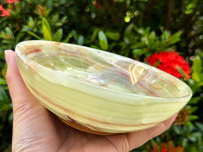 X-Large Green Onyx Crystal Bowl, 6" Green Onyx Stone Bowl, Decorative Crystal Bowl, Stone Bowl, Natural Onyx Bowl