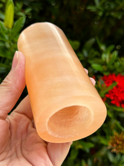 Orange Selenite Cylinder Night Light, Orange Selenite Crystal Nightlight Plugin, Wholesale Bulk