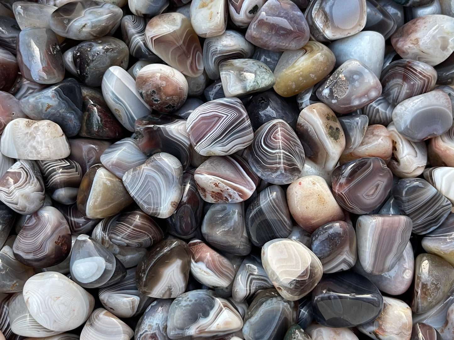 Grade A++ Botswana Agate Tumbled Stones 0.75-1 Inch, Wholesale Bulk Lot