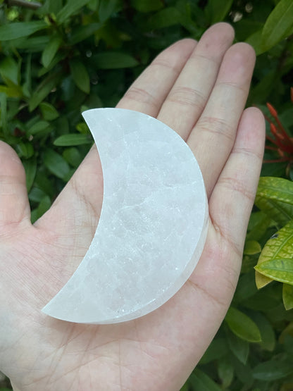 Polished 3", 4", 6" Selenite Moon Charging Plate for Crystal Cleansing, Crystal Grid Layout, Energy Charging & Lurification