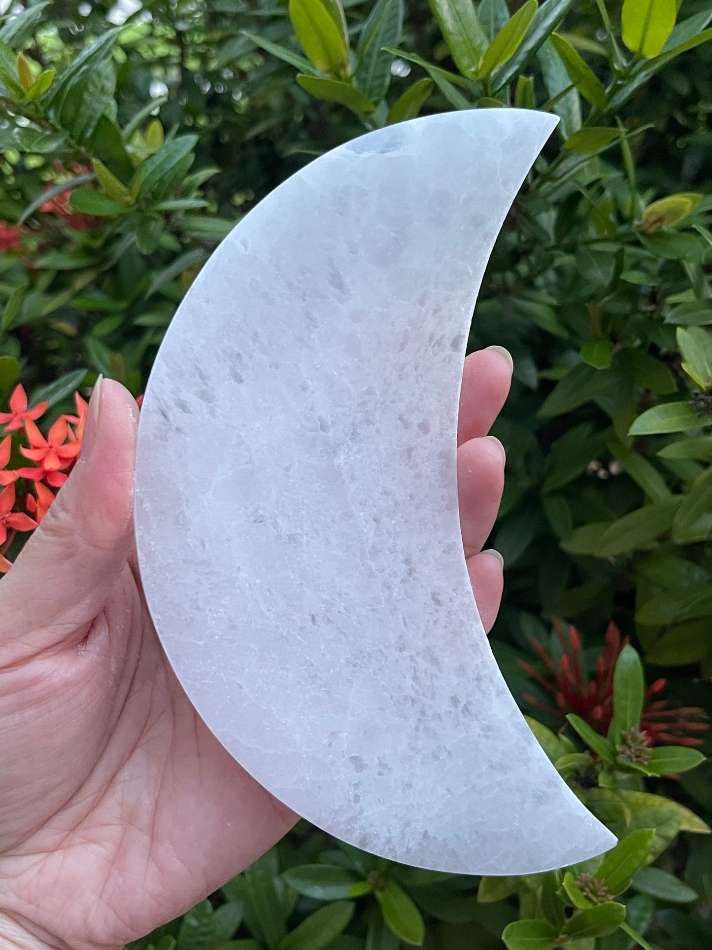 Polished 3", 4", 6" Selenite Moon Charging Plate for Crystal Cleansing, Crystal Grid Layout, Energy Charging & Lurification