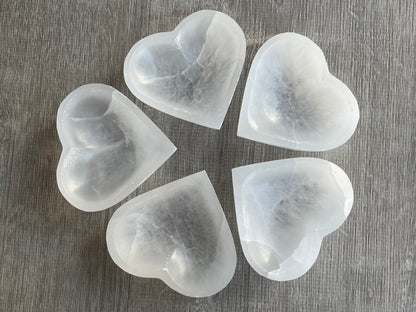 Selenite Bowl Heart Shaped - 3.5" Crystal Polished Charging Healing Bowl