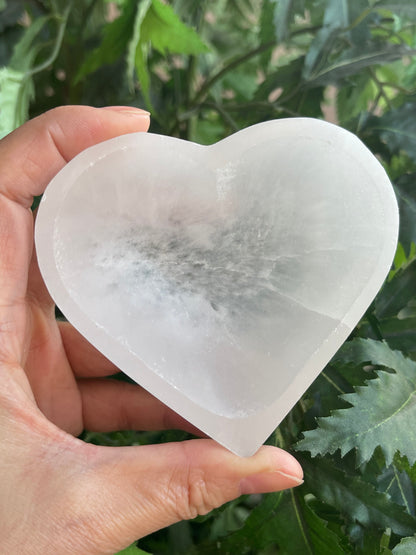 Selenite Bowl Heart Shaped - 3.5" Crystal Polished Charging Healing Bowl