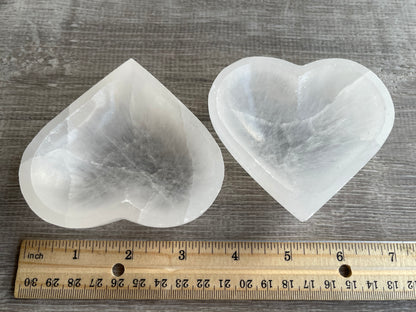 Selenite Bowl Heart Shaped - 3.5" Crystal Polished Charging Healing Bowl