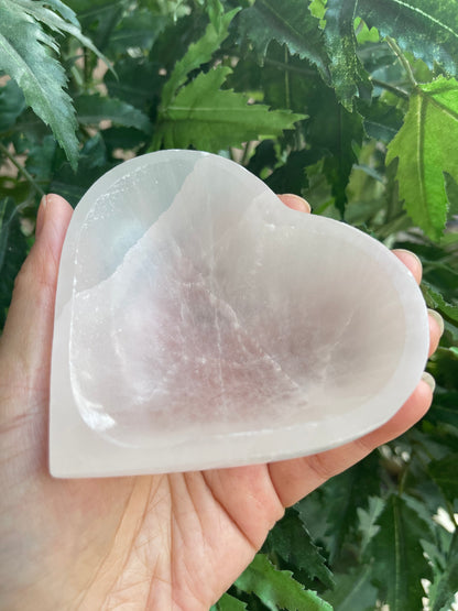 Selenite Bowl Heart Shaped - 3.5" Crystal Polished Charging Healing Bowl