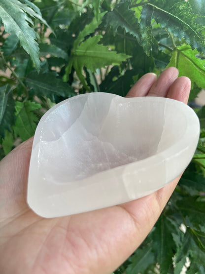 Selenite Bowl Heart Shaped - 3.5" Crystal Polished Charging Healing Bowl
