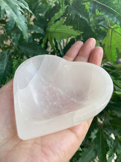 Selenite Bowl Heart Shaped - 3.5" Crystal Polished Charging Healing Bowl