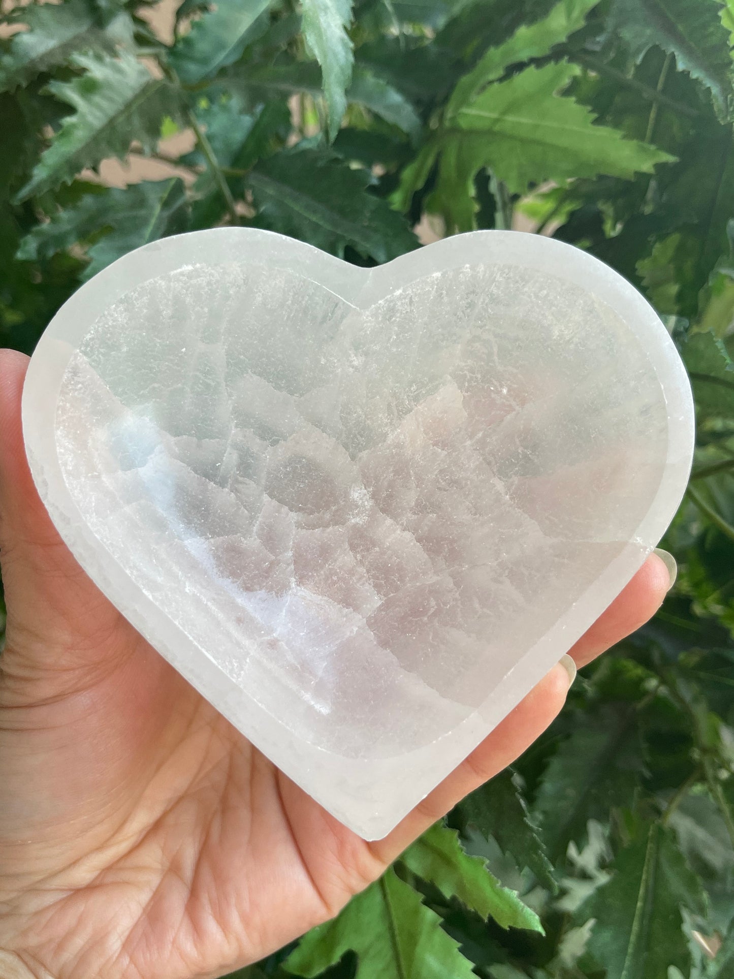 Heart-Shaped Selenite Bowl 4–4.25" – Polished Crystal Charging Bowl, Healing & Cleansing Stone Dish