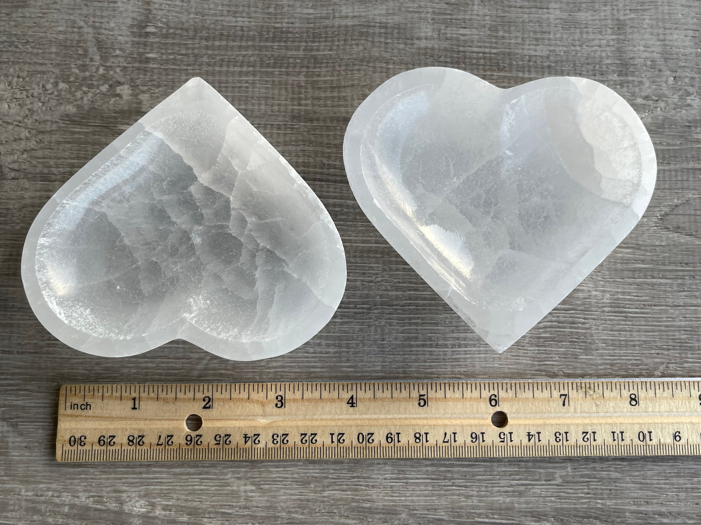 Heart-Shaped Selenite Bowl 4–4.25" – Polished Crystal Charging Bowl, Healing & Cleansing Stone Dish