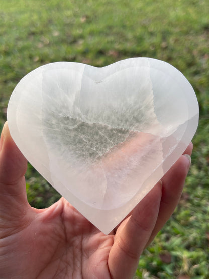 Selenite Bowl Heart Shaped - 3.5" Crystal Polished Charging Healing Bowl