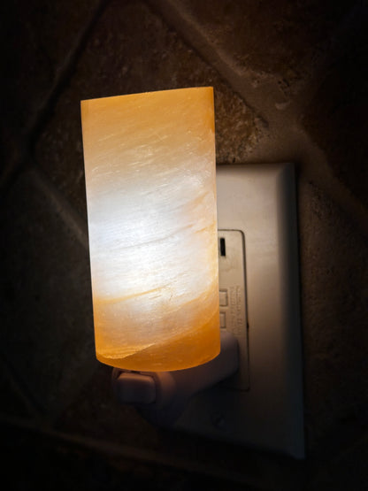 Orange Selenite Cylinder Night Light, Orange Selenite Crystal Nightlight Plugin, Wholesale Bulk