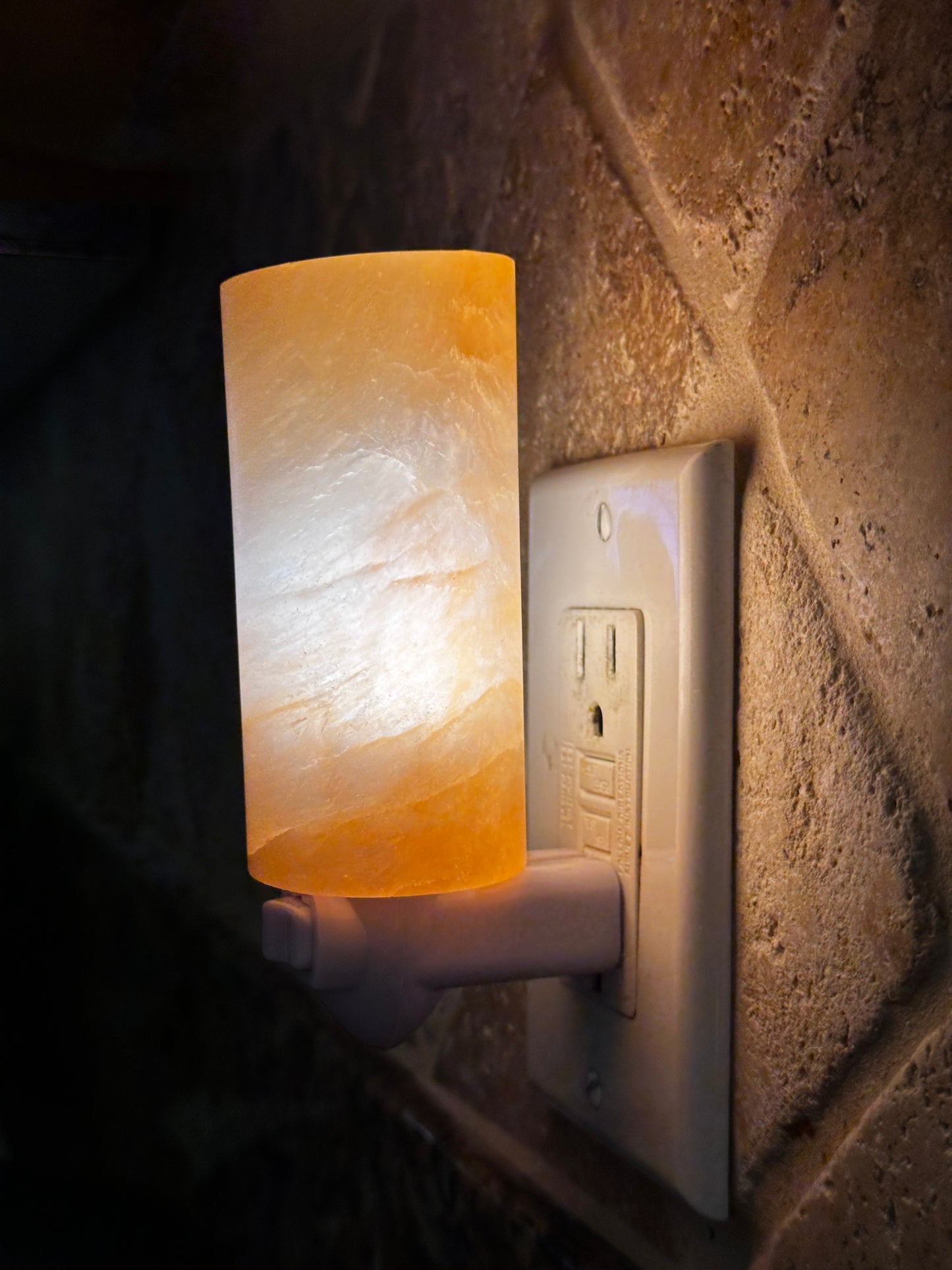 Orange Selenite Cylinder Night Light, Orange Selenite Crystal Nightlight Plugin, Wholesale Bulk