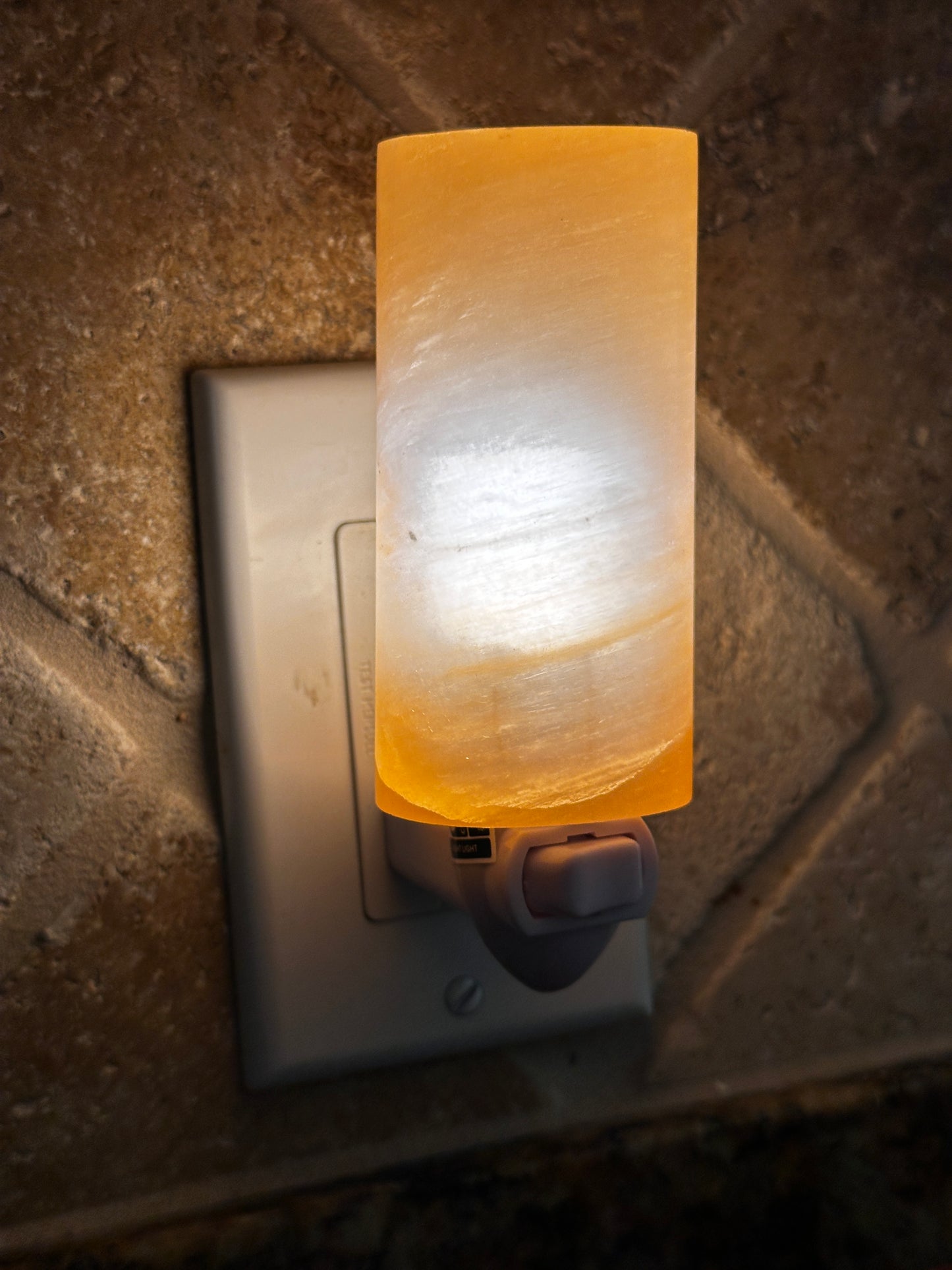 Orange Selenite Cylinder Night Light, Orange Selenite Crystal Nightlight Plugin, Wholesale Bulk