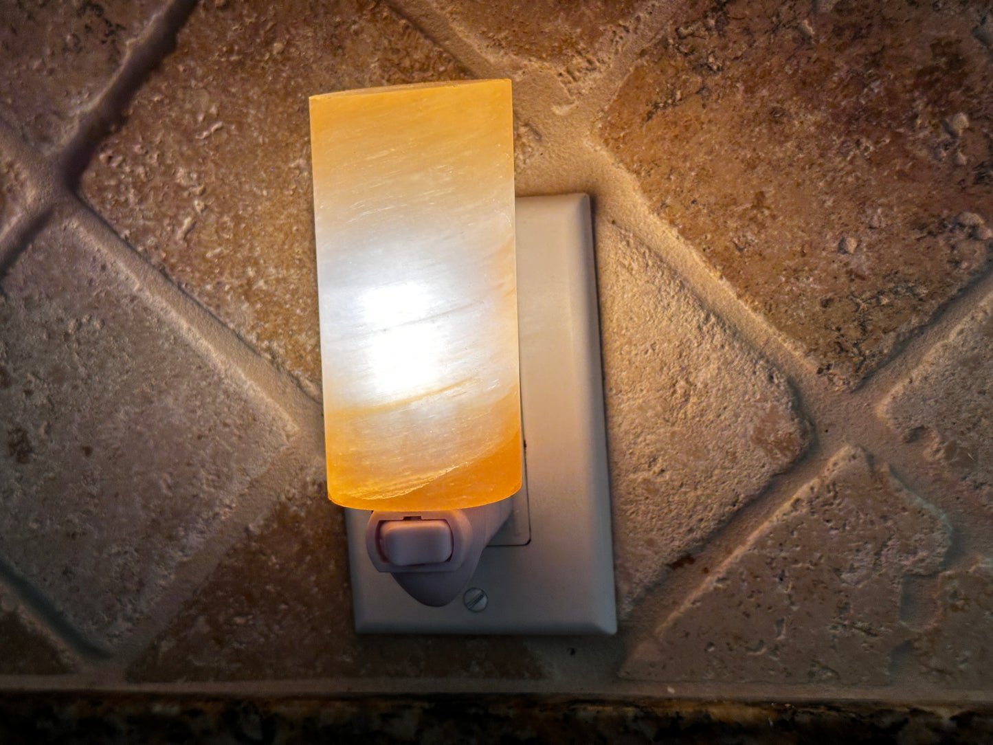 Orange Selenite Cylinder Night Light, Orange Selenite Crystal Nightlight Plugin, Wholesale Bulk