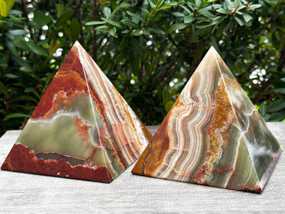 2" 3" & 4" Green Onyx Crystal Pyramid, Grade A ++Multi Green Marble Onyx Pyramid