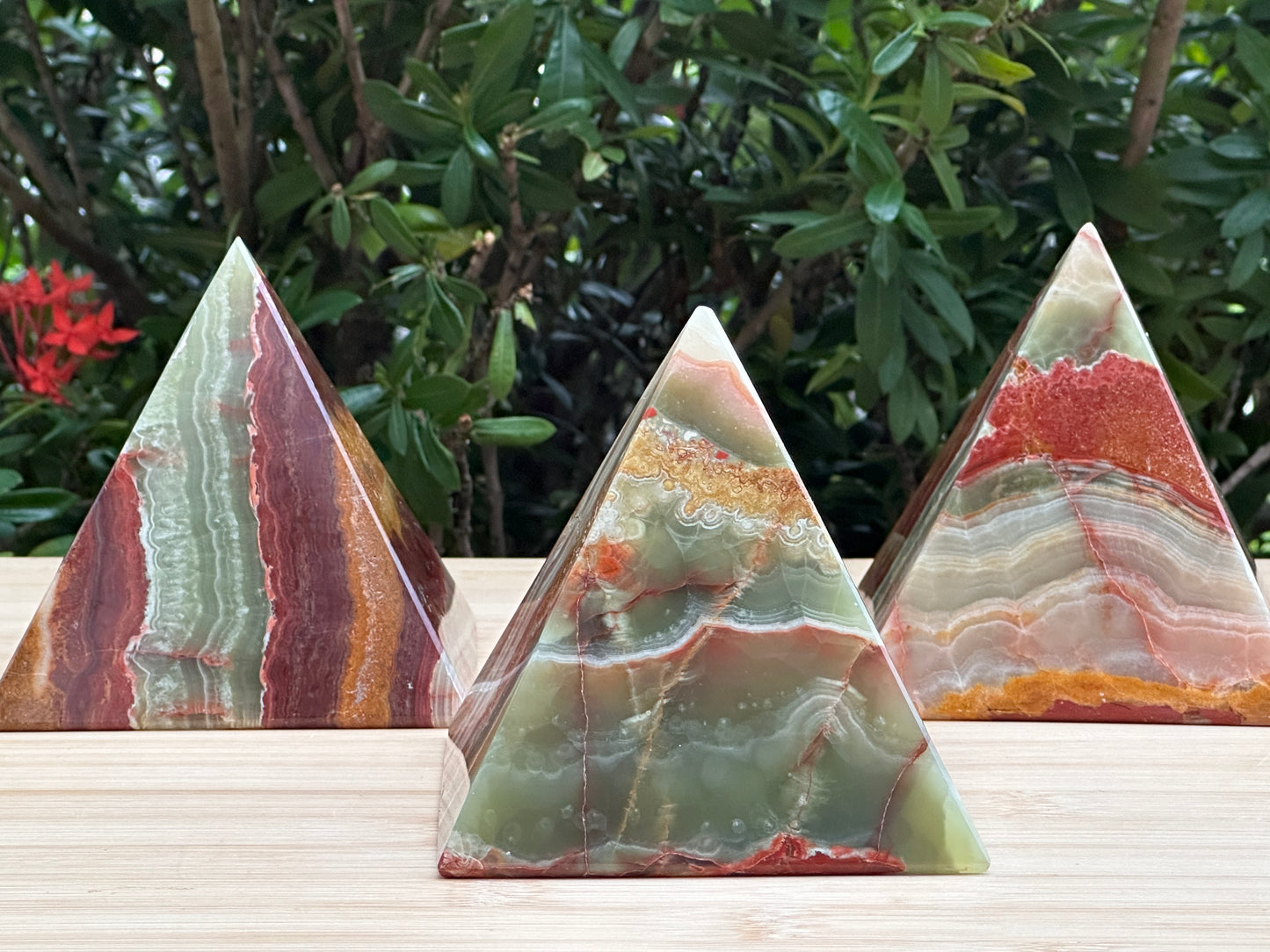 2" 3" & 4" Green Onyx Crystal Pyramid, Grade A ++Multi Green Marble Onyx Pyramid