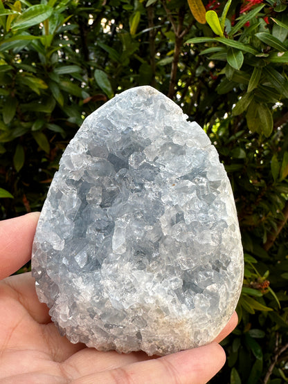 Polished Celestite Cluster, Celestite Geode Free Shape w. Druse, Standing Celestite Healing Crystal 2-3.5", Pick a Weight