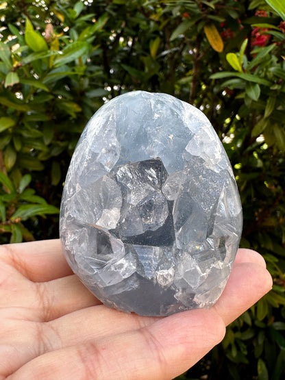 Polished Celestite Cluster, Celestite Geode Free Shape w. Druse, Standing Celestite Healing Crystal 2-3.5", Pick a Weight