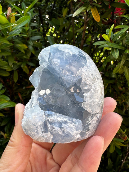 Polished Celestite Cluster, Celestite Geode Free Shape w. Druse, Standing Celestite Healing Crystal 2-3.5", Pick a Weight